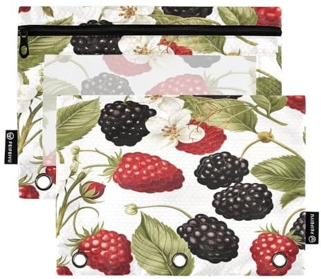Mulberry - Astuccio per raccoglitori a 3 anelli, 2 pezzi, con cerniera, finestra trasparente con cerniera, astuccio per matite per forniture per ufficio, Multicolore, Taglia unica, Organizer per borse