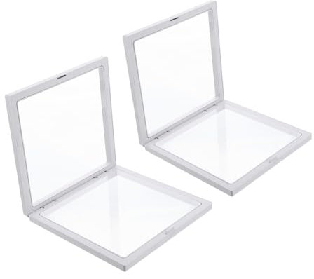 minkissy 2 Stück 3d Schwebender Schmuckdisplay Halter Aus Klarem Material Staubbeständig Für Münzen Medaillen Schmuck Und Zubehör Weiß 18x18x2cm