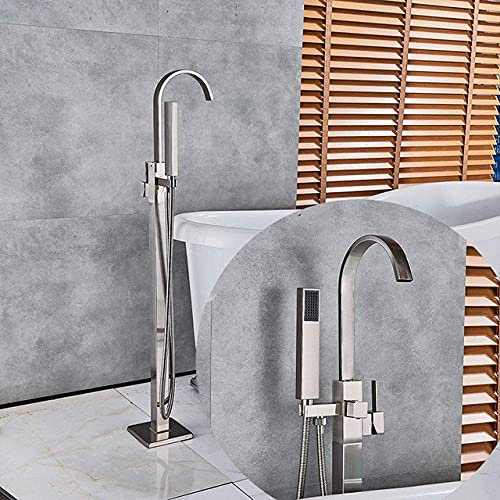 Badewanne Wasserhahn Luxus Badewanne Waschbecken Wasserhahnboden mit Chrom Wasserfall Badewanne Heiß und kaltes Baddusch Set Handshower, Typ B Brustednickle