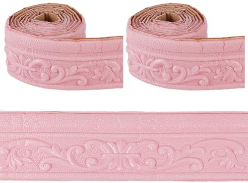 CRASPIRE 13.78Ftx2.36in Pink Wall Molding Trim Vintage Wallpaper Border Crown Peel and Stick Molding Self Adhesive Flexible 3D Baseboard Mirror Sticky Edge Line Foam for Hotel Home Decoration Ceiling