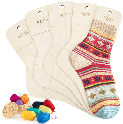 Feirdhoo 5 Stück Sockenbretter, Sockenspanner Sockenbrett Größen 36-45, Sockenschablone mit Größenangabe, Socken Schablone als Strickhilfe zum Stricken und Häkeln von Socken für Erwachsene
