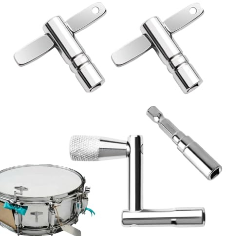 4 PCS Drum Key Tool, Adjustable Drum Tuning Wrench, Stainless Steel Universal Drum Tuner Key for Acoustic, Electronicand Bass Drums, Drum Maintenance Accessories