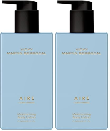 Vicky Martín Berrocal Aire Body Lotion 240ml – Leche Corporal Hidratante con Cítricos, Manzana Verde y Almizcle (Paquete de 2)