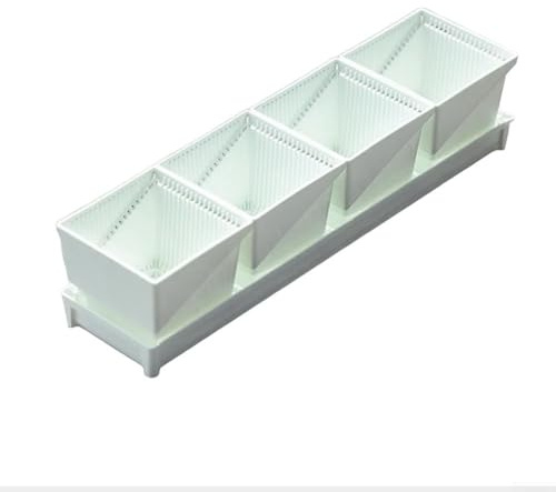 Weißes Kunststoff-Fensterbank-Set mit Drainageschale für den Gemüse- und Kräutergarten, platzsparendes Design, 4 Töpfe (10 cm)