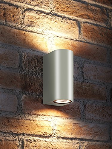Auraglow Silber Aluminium Zweiweg Wandleuchte - 2 x LED Glühbirne (Warmweiß) 7W Inbegriffen