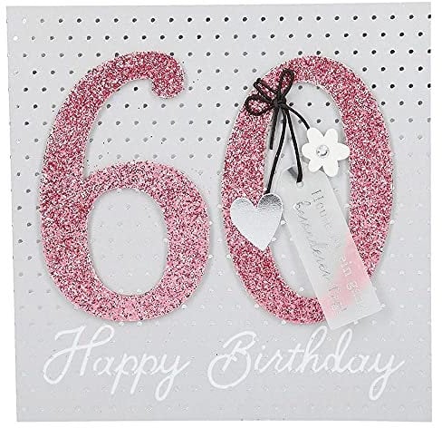 Depesche 8211.007 Glamour Glückwunsch-Karte zum 60. Geburtstag, hochwertige Geburtstagskarte mit glitzernden Elementen, ohne Innentext, inkl. Umschlag, 15,5 x 15,5 cm
