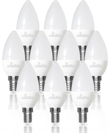 LED ATOMANT Packung mit 10 LED-Lampe E14 Kerze C37 6W, Farbe Neutralweiß, 610 Lumen, dünner Sockel, entspricht 60W