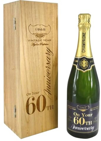 60th Wedding Anniversary Personalised 75cl Bottle of Champagne Presented in an engraved Wooden Box [CHAM010]