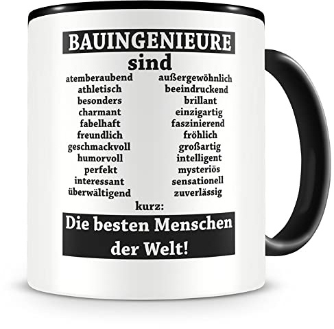 Samunshi® Bauingenieure sind Tasse Beruf Geschenk Kaffeetasse Teetasse Kaffeepott Kaffeebecher Becher 300ml schwarz