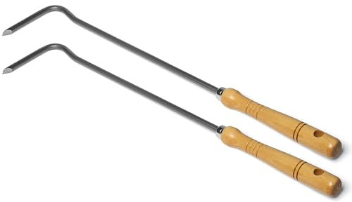 2x Feuerhaken mit Holzgriff Schüreisen Schürhaken Glutkratzer Kaminzubehör Kaminbesteck Stocheisen Aschenkratzer (2, Feuerhaken)