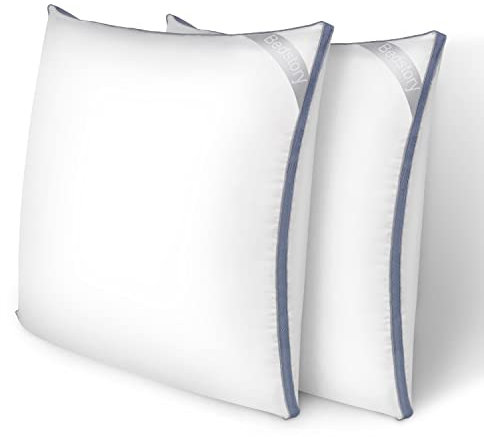 BedStory Kopfkissen 80x80, 2er Set Waschbare Kissen aus Mikrofaser, 1500g Stützendes, Atmungsaktives Pillow, Geeignet für Seitenschläfer, Rückenschläfer und Bauchschläfer, Weiß