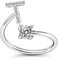 Bungsa T Ring Buchstabe - BUCHSTABEN RING silber mit Kristallen - biegbarer Fingerring/Zehenring Toering für Damen, Kinder & Herren