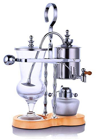 CLQ Kaffeemaschine Retro-Stil Kaffeekanne Edelstahl Siphon Kaffeemaschine Haushaltsmühle Set Kaffeegerät Kanne Kaffee Perkolatoren (Farbe: Silber, Größe: 35,5X10Cm)