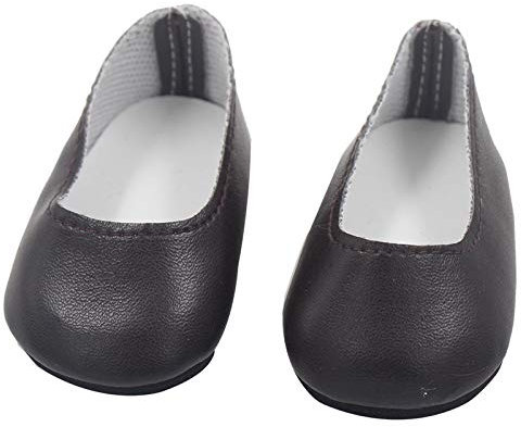 Aeromdale Puppe Schuhe Flache schuhe für 18 zoll Amerikanische Puppe Mädchen Puppen 46cm Puppe Zubehör Spielzeug - Schwarz - 1 Paar