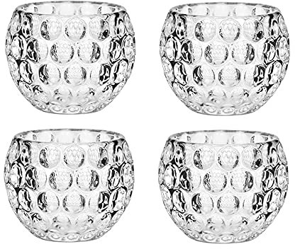 YANGMEI Set von 4 klaren Kristall-Kerzenhaltern Kristallschale Kerze Teelichthalter für Hochzeit Party Tischdekoration Valentinstag Festival Dekor