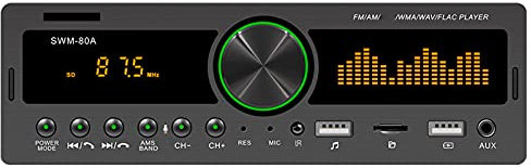 FOReverweihuajz SWM-80B Car Radio Player Dual USB Bluetooth Compatible Hands-Free Card Radio MP3 Car Player Multi-function Suitable for Car-Black