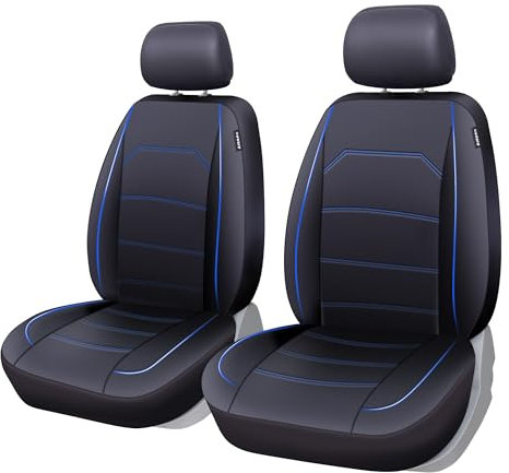 TOYOUN Klassische Autositzbezüge Vordersitze Universell Sitzbezüge Auto Pu Leder Wasserdichter 2er Vordersitzbezüge Sitzschoner Auto Schonbezüge,Blau