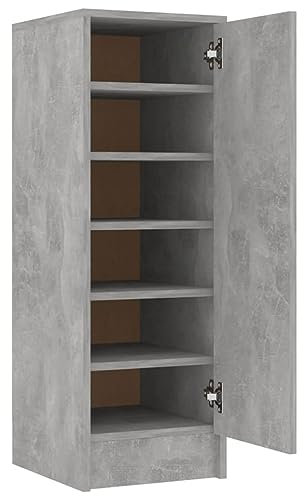 vidaXL Armoire à Chaussures, Placard à Chaussures avec Étagère, Meuble de Rangement Entrée Salle de Séjour, Scandinave, Gris Béton Bois d'Ingénierie