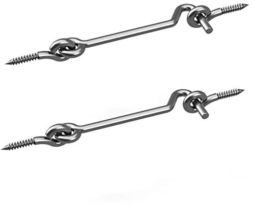 QUERGO - Cabin Hook - Door Hook and Eye Latch - Gate Hook - Gate Hook and Eye Latch - Pack of 2 (75mm - 2.5 inch)