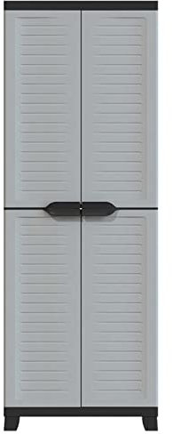 Gecheer Kunststoffschrank Gartenschrank Balkonschrank Beistellschrank Haushaltsschrank Putzmittelschrank Werkstattschrank Schrank 65x45x181 cm