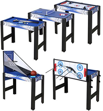 36Inch 5-in-1 Mini Multi Game Combination Table Set Table Tennis Table, Pool Table, Archery, Slide Hockey, Basketball Shooting for Family Parent-child Interactive Game Table for Kids (92x46x73cm)