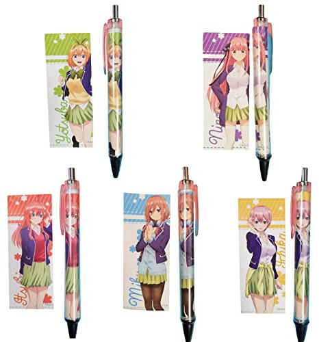 Xinchangda The Quintessential Quintuplets Kugelschreiber Anime Gedruckt Nakano Miku Nakano Ichika Retractable Schwarz Kugelschreiber Schulbedarf für Kinder Schüler