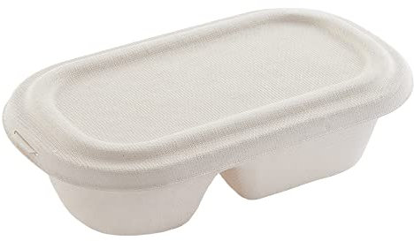 Insalatiera usa e getta in canna da zucchero, bagassa, 850 ml, 2 pezzi con coperchio, ciotola usa e getta, stabile e resistente al microonde, ecologico e biodegradabile, 500 pezzi