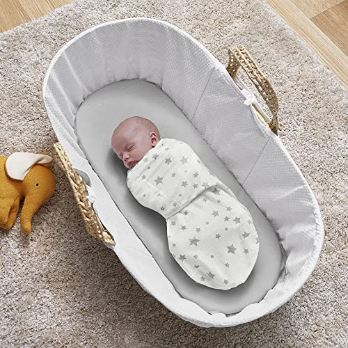 Silentnight Safe Nights Swaddle Wraps Pack of 3 - Baby Clothing 0-3 Months Babies Wrap Hamper Newborn Essentials - Baby Items New Born Baby Blanket - Grey and White Colours, Grey Stars