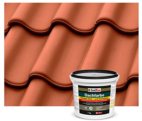 Isolbau Dachfarbe - 7 kg RAL Farbe Fassadenfarbe Nano Dachlack Sockelfarbe Wetterfest - Lösemittelfrei, Wasserdicht, UV-beständig - Ziegelrot