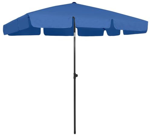 vidaXL Parasol de Plage Abri de Soleil Parasol de Jardin Parasol de Patio Terrasse Extérieur Anti-UV Anti-décoloration Bleu Azuré 200x125 cm