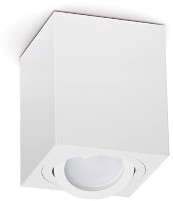 LED Aufbauspot, LED Deckenaufbauleuchte, Aluminium Deckenleuchte Weiss Quadratisch 80mm x 84mm CUBO (CUBO WEISS)