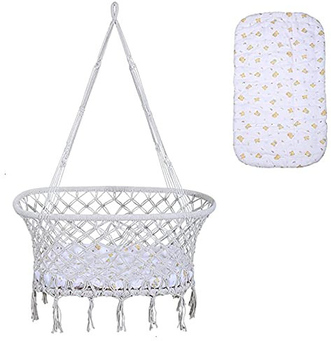 Federwiege Baby, Hängen Sest Baby Wiege, Hängematte Kinder Schaukel Schlafbett, Swing to Sleep, Das Babybett für Tag Nacht mit Matratze, Weiß, mit Zubehör