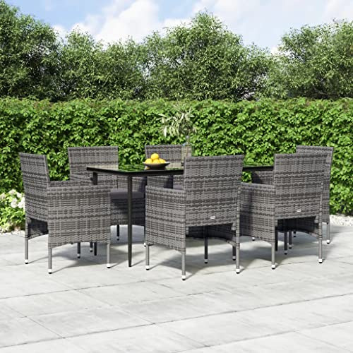 FIRBNUS Garteness-Set Tisch & 6 Stühle Gartensessel Set Garten Outdoor Gartenmöbel Stühle Esstisch Gartentisch 160x80x74cm