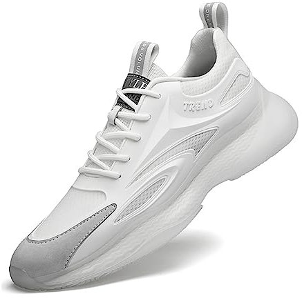 TUMAHE Herren Aufzug Schuhe Casual Unsichtbare Höhe Zunehmende Walking Schuhe rutschfeste Atmungsaktive Versteckte Ferse Turnschuhe,8cm White,40 EU