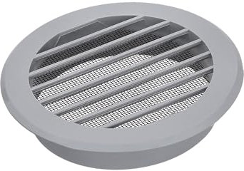 KOTARBAU® Rejilla de ventilación de 100 mm con protección contra insectos, redonda, rejilla de ventilación de plástico gris, para conducto de ventilación, salida de aire y suministro de aire, rejilla