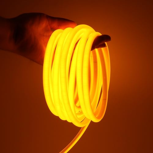 XUNATA COB Neon LED Streifen, 230V 288leds/m Superhell Hohe Dichte, Diffusion Flex LED Schlauch für Heim DIY Festival Dekoration (Goldgelb, 5M)