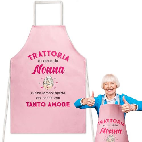 GEBETTER Italienisch Grillschürze mit Spruch für Frauen lustig - Trattoria a casa della Nonna - Kochschürze Küchenschürze Schürze Geschenk für Mama Oma zum Weihnachten Muttertag oder Geburtstag