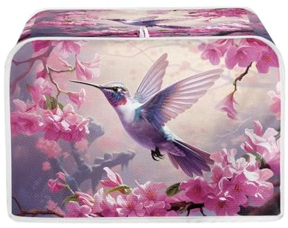 Talayituse Hummingbird Cherry Blossom Toaster Covers 4 Slice Wide Slot Bread Machine Covers Durable Bread Maker Cover Toaster Dust Cover Kitchen Small Appliance Covers (P58)