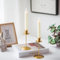 Romadedi Kerzenhalter Kerzenständer Stabkerzen Gold - 2er Set Kerzenhalter Stabkerze Metall Vintage Modern Deko für Hochzeit Tisch Weihnachten Tischdeko Wohnzimmer Adventskranz Advent