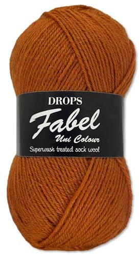 Frida's Wollhaus Drops 50 g Fabel Sockenwolle Schurwolle superwash Garn Stricken Häkeln 45 Farben (110 | Rost)