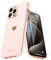 Teageo Kompatibel mit iPhone 15 Pro Hülle + 2 Stück Schutzfolie, Mädchen Herz Hülle Galvanisierte Weich TPU Handyhülle Kameraschutz Kratzfest Phone Case für iPhone 15 Pro, Licht Rosa
