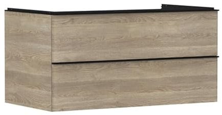 hansgrohe Xelu Q Waschtischunterschrank, 980x550, 2 Schubkästen, für Konsolen mit Aufsatzwaschtisch, 540, Farbe: Möbel Eiche Natur/Griff Mattschwarz