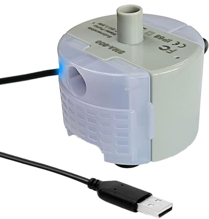 YAPAILANG Fontaine à eau pour chat, pompe à interface USB pour animaux domestiques, moteur SMA-800, pompe super silencieuse avec lumière LED