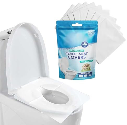 Toilet Seat Covers Flushable Portable Universal Antibacterial Safe Hygienic Personalised Bathroom Toilet Seat Cover Set For Kids Adults Pregnant Women Disabled Travel Friendly Disposable (Pack of 20)