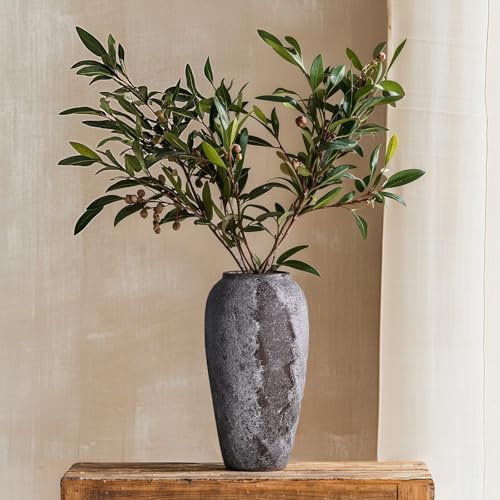 Rustikale Keramik-Blumenvase, 35,1 cm hoch, Terrakotta-Keramikvase für Bauernhaus-Dekor, große Vintage-Tonvase für Wohnzimmer, Eingangsbereich, Boden, Tischdekoration, antike, dekorative Vase