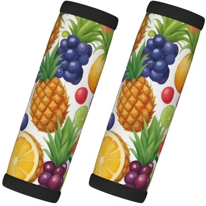 Fresh Juicy Fruits Gepäckgriffabdeckungen, Ananas, Beeren, Wassermelone, Traube, Orange, 2 Stück, für Koffer, Türgriffe, Rucksack, Reiseutensilien