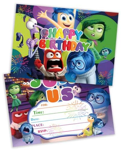Generic 24Pcs Inside Out Birthday Invitation Cards,Inside Out Theme Birthday Party Supplies
