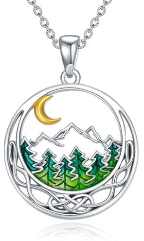 KZX Berg-Halskette für Damen, 925er Sterlingsilber, Berg-Anhänger, Natur-Berg-Halskette, Schmuck, Abschluss-Geburtstagsgeschenk für Mütter, Kletterer und Naturliebhaber