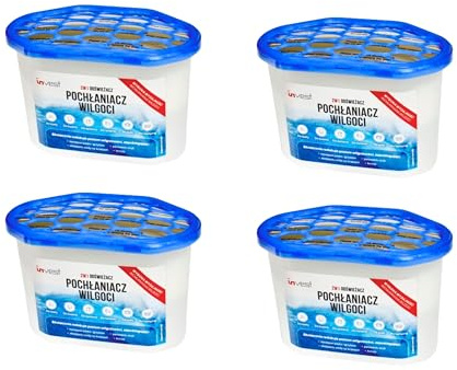 Invest 4x Luftentfeuchter inkl. 230g Nachfüllpack Granulat Raumentfeuchter für Küche Bad Camper ohne Strom, Feuchtigkeitsabsorber Entfeuchter, Schutz gegen Schimmel & Gerüche