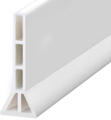 Schwallschutzleiste Dusche Selbstklebend Erhöhtes Design, 10 cm / 9,6 cm Hoch Faltbare Duschwasserstop, Schwelle Wasser Barriere Wasser Damm (Weiß, 1,5 m Lang, 10cm Hoch und 3,5cm Breit)